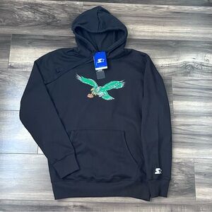 Starter Philadelphia Eagles Throwback Retro Logo Hoodie Mens Small Black New